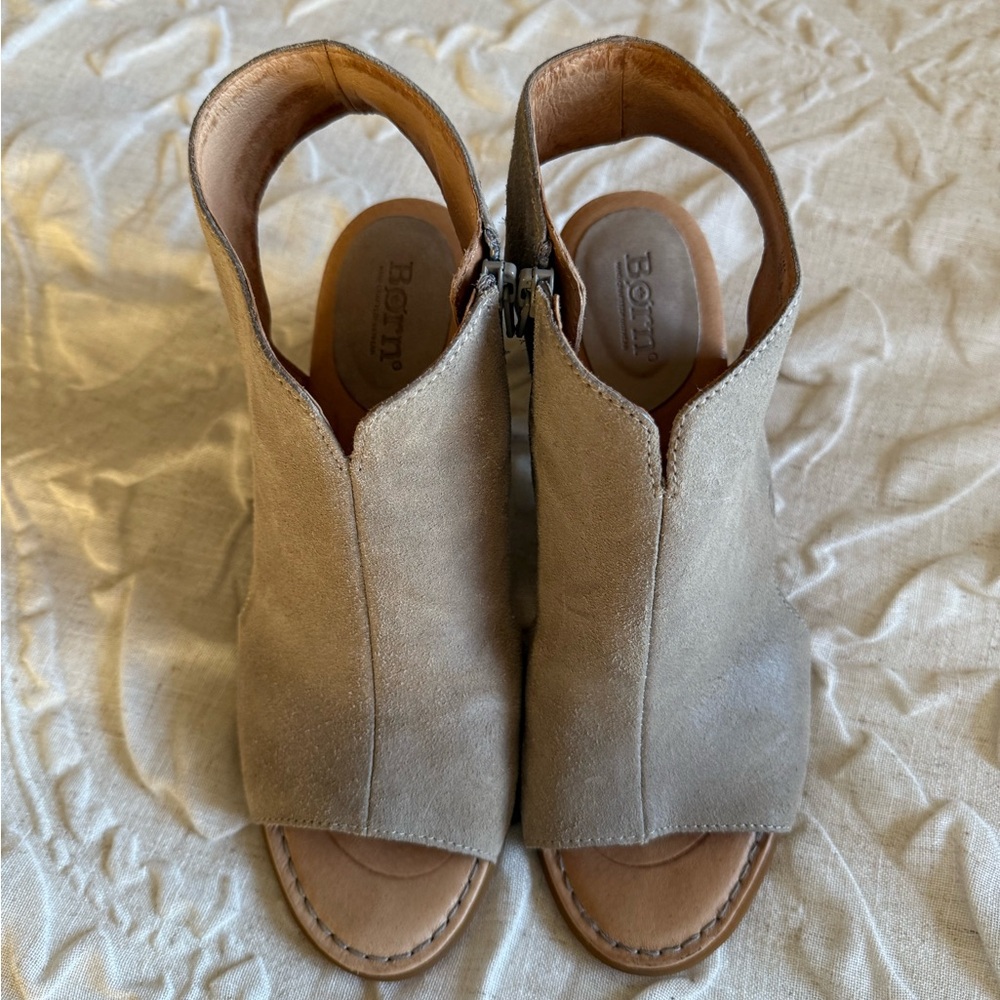 Born Taupe Suede Open-Toe Mule Sandals - Picture 2 of 5